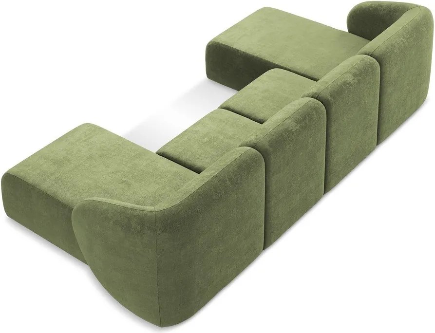 Zöld zsenília sarokkanapé (U alakú) Lani – Makamii