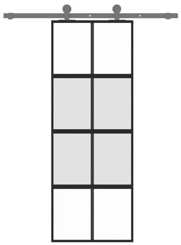 Fekete edzett üveg és alumínium tolóajtó 76 x 205 cm