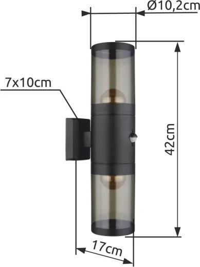 Globo 32014-2BS - Kültéri fali lámpa XELOO 2xE27/60W/230V IP44