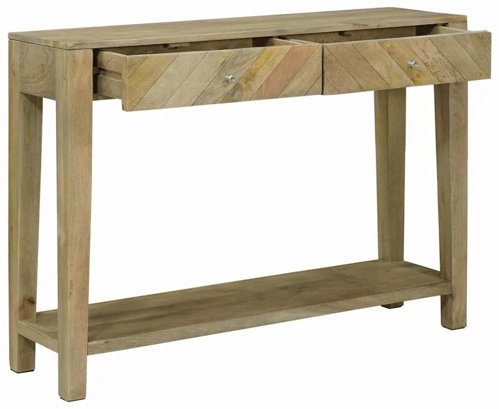 vidaXL Konzolasztal Természetes szürke 110 x 30 x 80 cm Tömör Mangófát