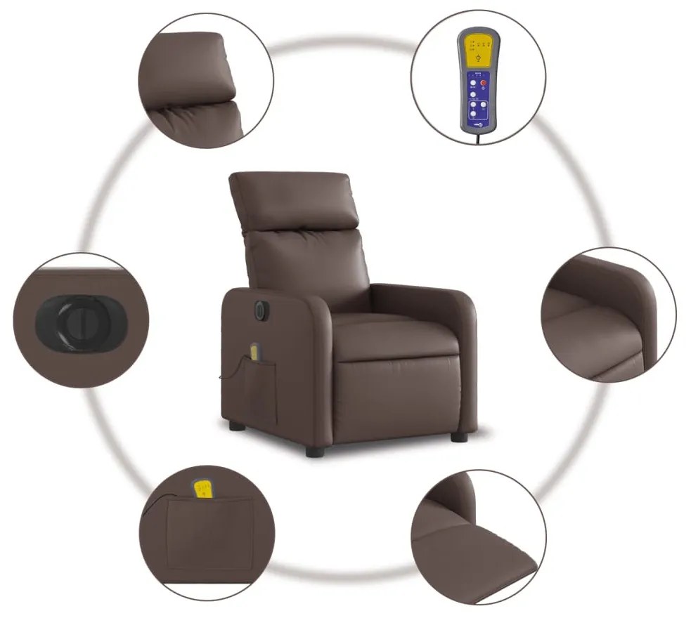 barna műbőr elektromos dönthető masszázsfotel