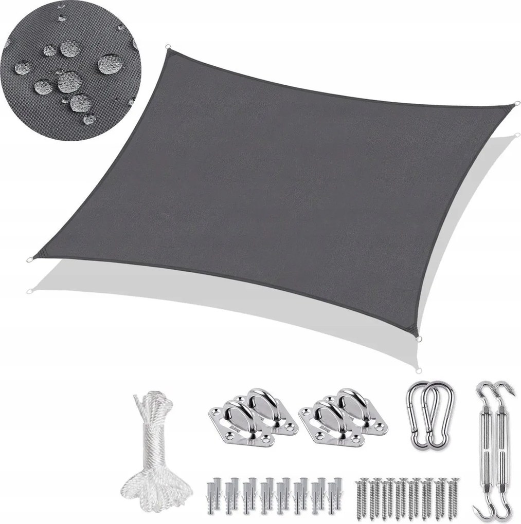 Kerti Napvitorla Napellenző Napellenző 200 x 300 Sötétszürke 2x3