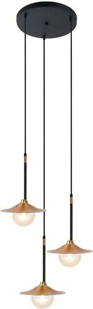 Aca Lighting függeszték 3XG9 sárgaréz/fekete fém üveg ÁTM45XM106CM Layla