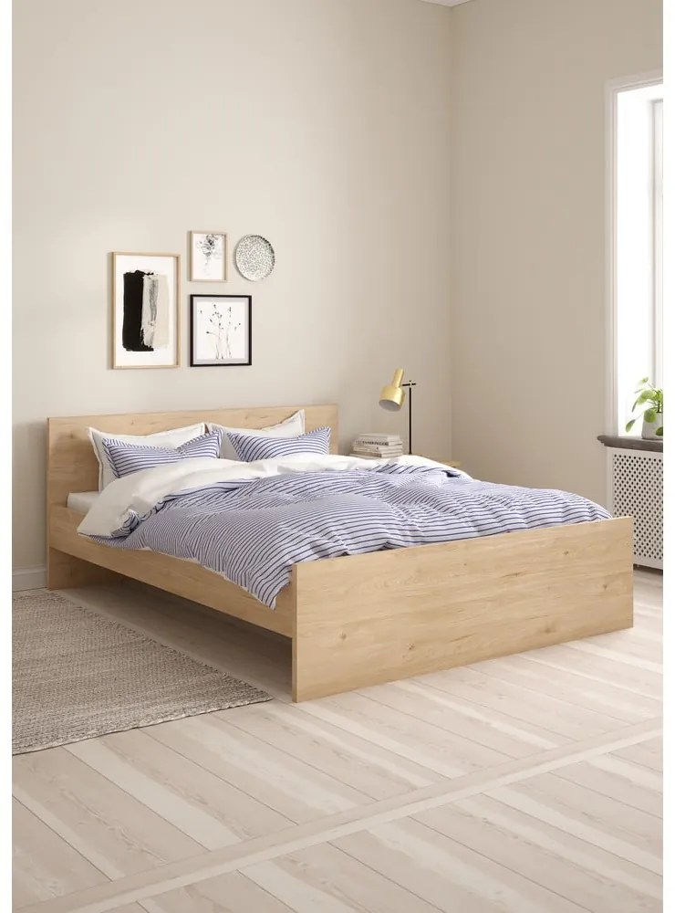 Natúr színű franciaágy tölgyfa dekorral 160x200 cm Naia – Tvilum