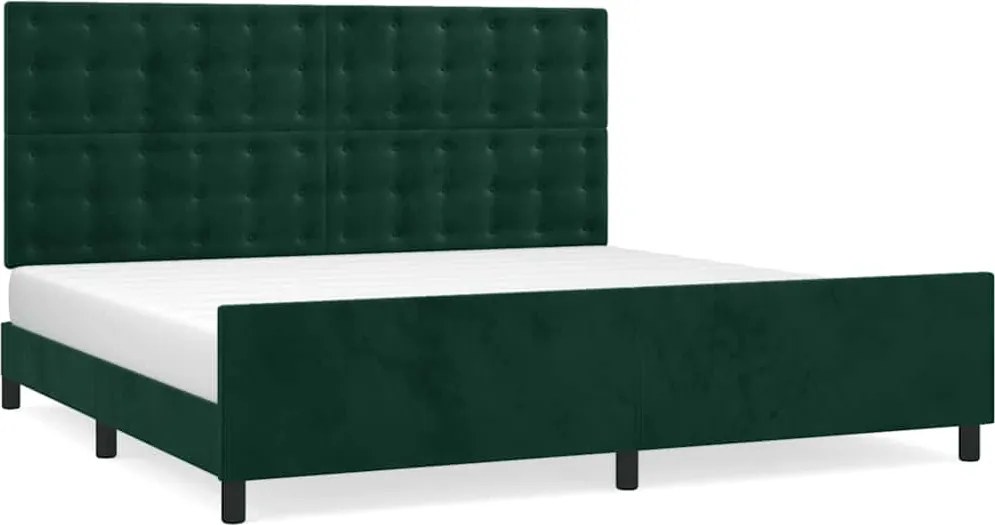 vidaXL sötétzöld bársony ágykeret matrac nélkül 200x200 cm