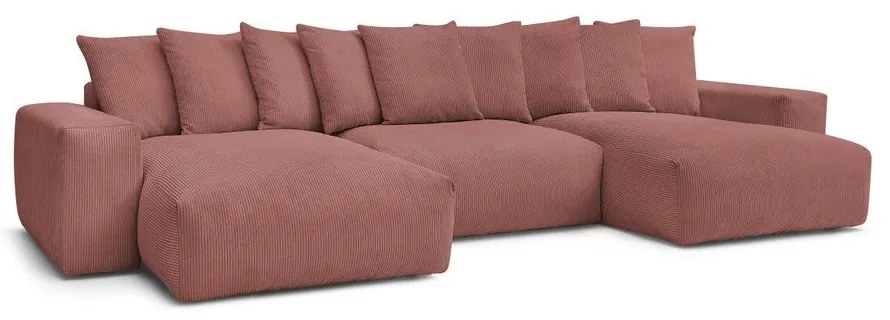 Világos rózsaszín kordbársony sarokkanapé Voltaire – Bobochic Paris