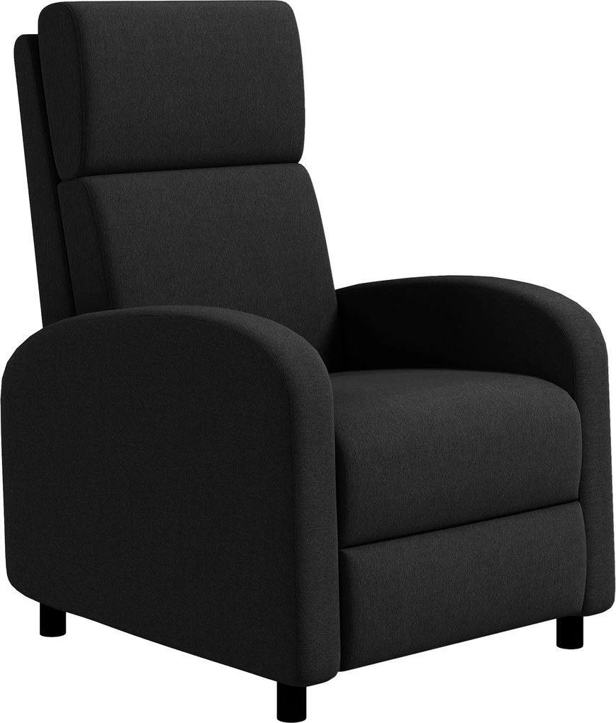 HOMCOM Manuális Relaxáló Fotel Lábnyugtatóval, Magas Hátvédelemmel, 120 kg Terhelhetőséggel - Fekete | Aosom