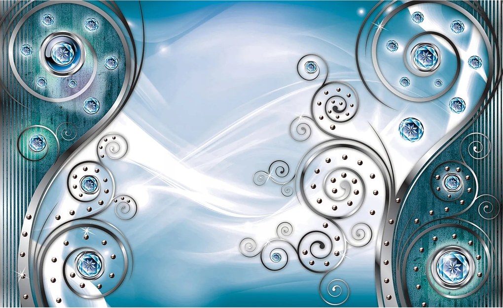 Fotótapéta Kerekek és fémes csillogás Luxus geometria 312x219 +ragasztó