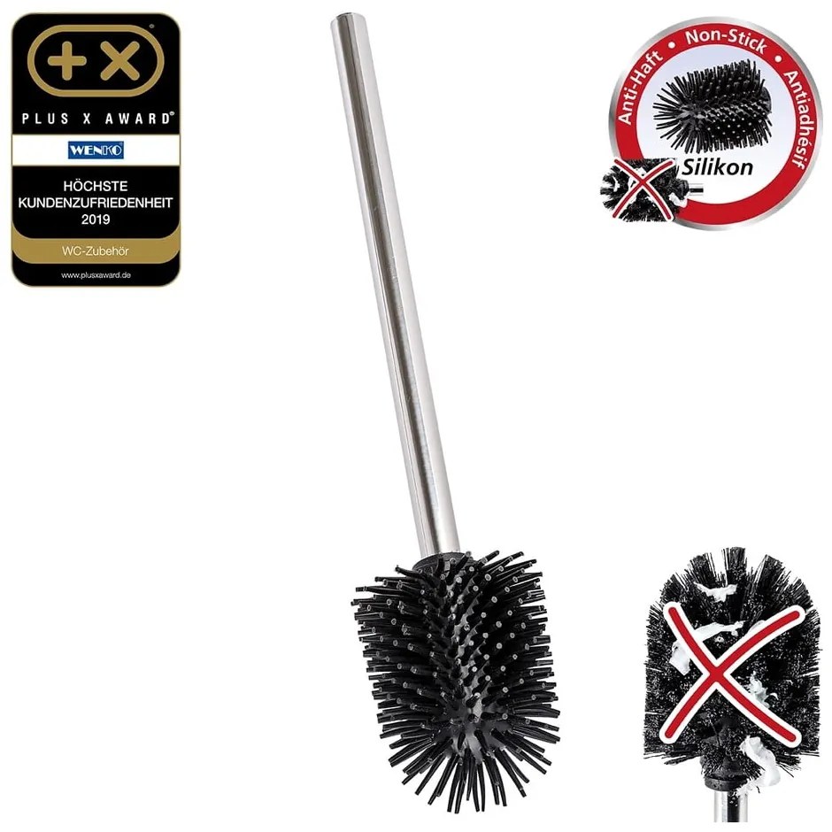 Fényes ezüstszínű rozsdamentes acél tartalék WC-kefe Ø 8 cm – Wenko