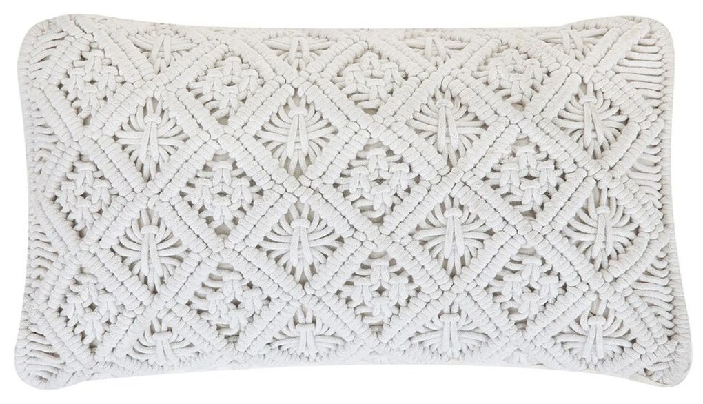 Fehér makramé díszpárna kétdarabos szettben 30 x 50 cm ALATEPE Beliani
