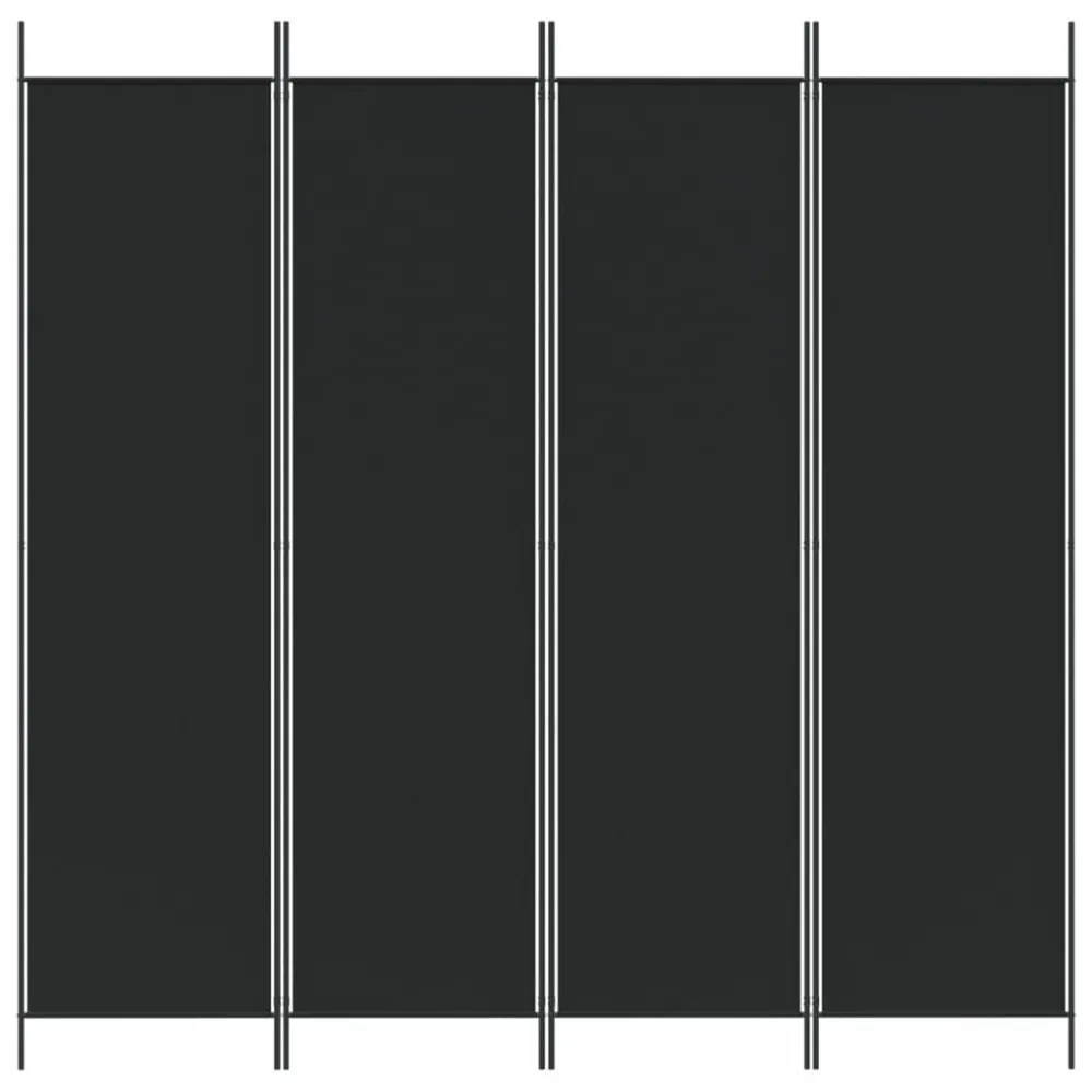 4 paneles fekete szövet térelválasztó 200 x 200 cm