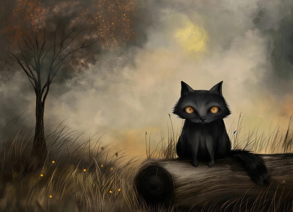 Poszter 18x13cm Fekete macska