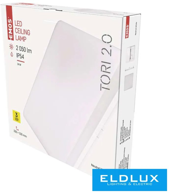 EMOS TORI LED lámpa négyzetes 24W 2050lm NW IP54 fehér