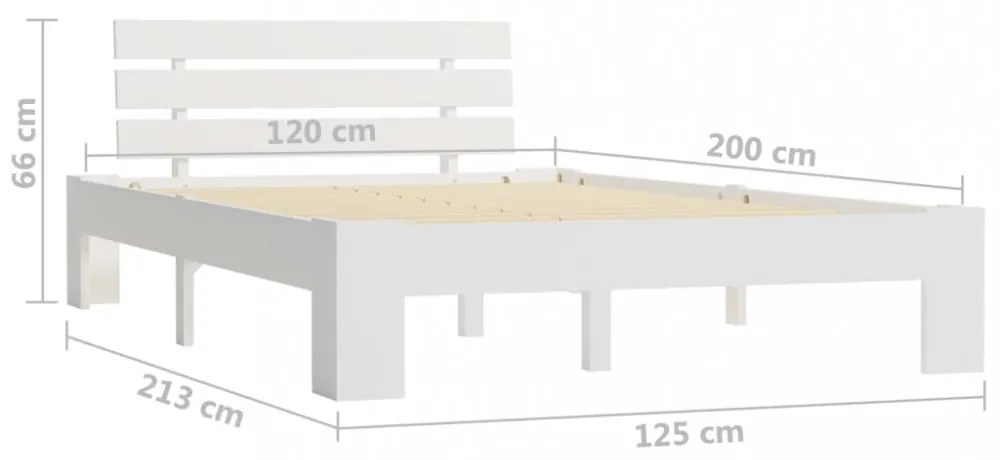 fehér tömör fenyőfa ágy matrac nélkül 120 x 200 cm