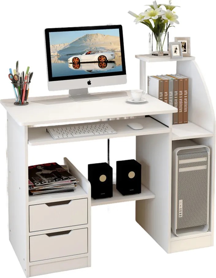 Íróasztal fejhallgató tartóval 100 x 55 x 76 cm barna LK-100