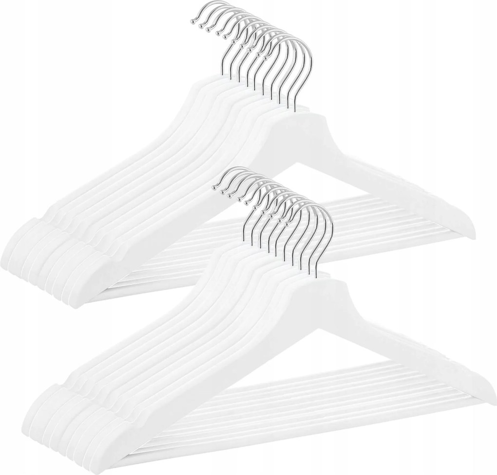 Fa Akasztók Fa Ruhaakasztó Szekrényekhez 20 Db-os Szett Fehér
