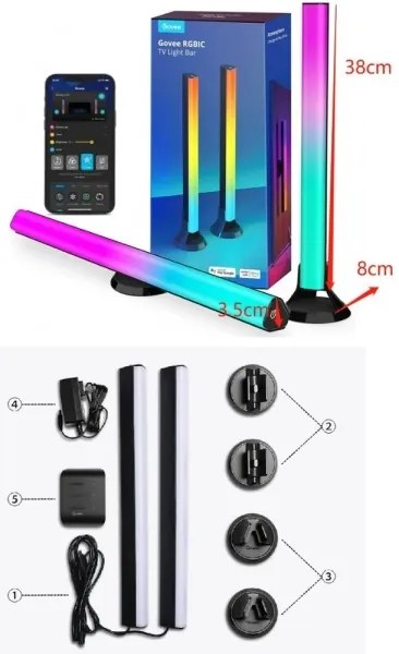 Govee - SMART LED RGBIC Panel 38cm TV-hez 43-75" - 2 db Wi-Fi