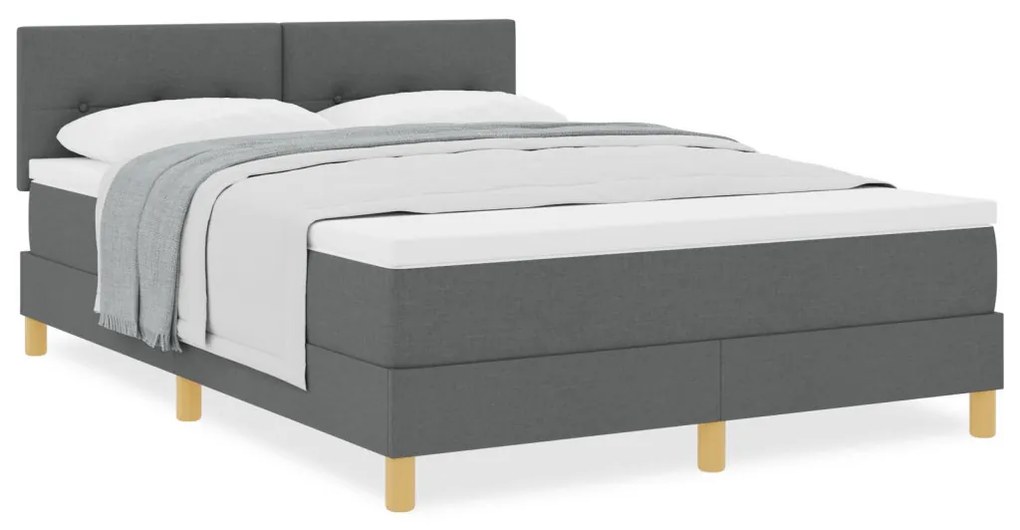 Box Spring Ágy matraccal Sötétszürke 160x200 cm Szövet