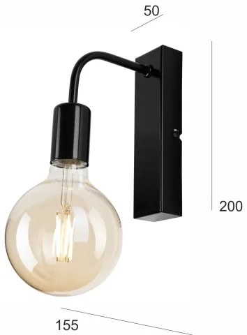 Fali lámpa ASTRID 1xE27/60W/230V fényes fekete