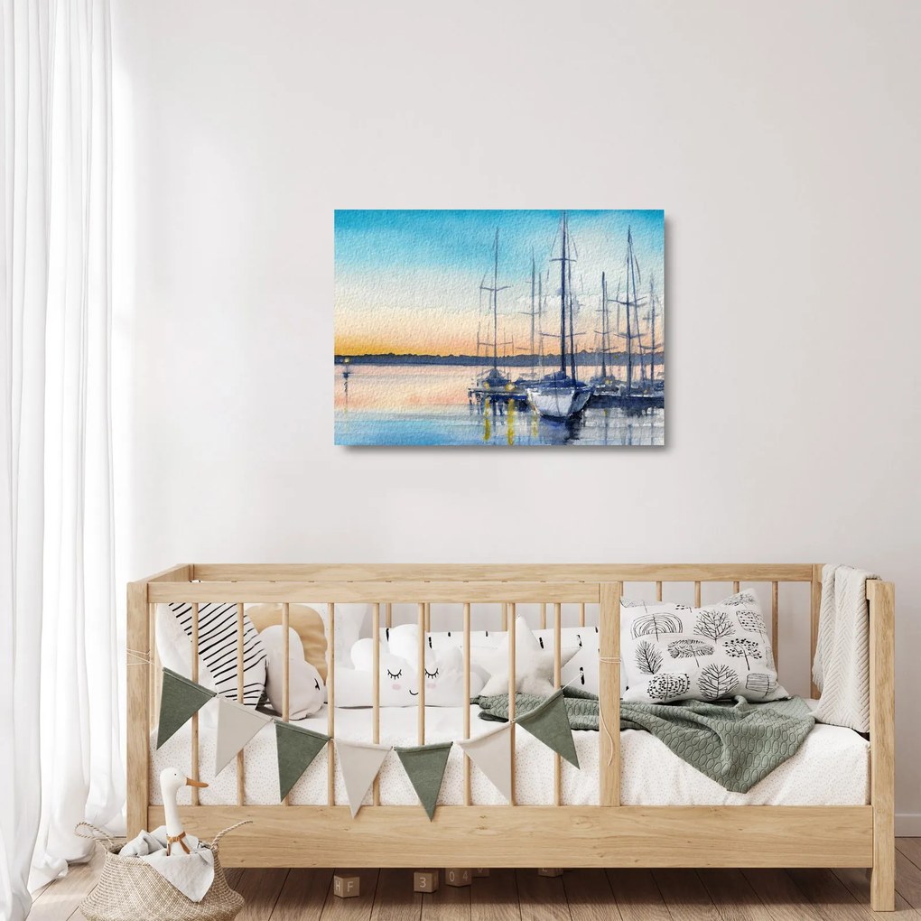 Üveg kép - Csónakázás, akvárium (70x50 cm)