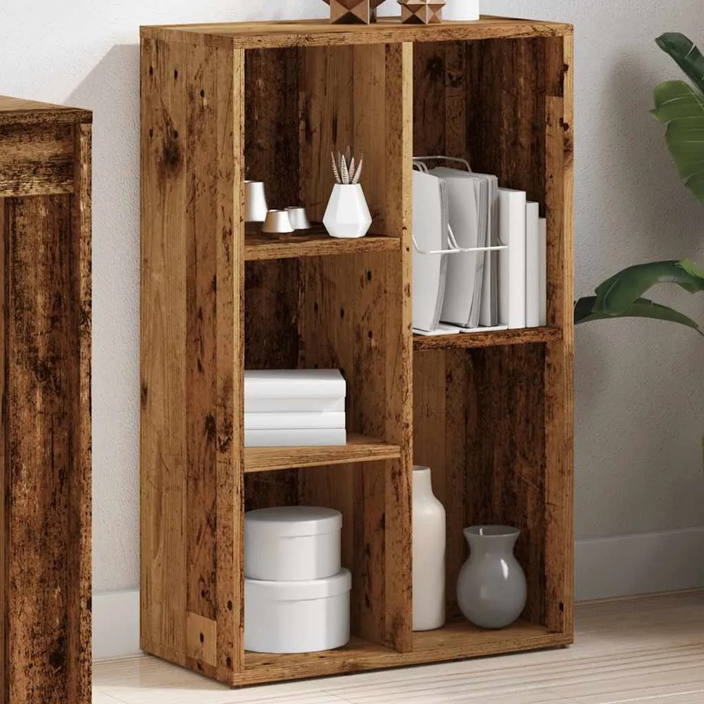 antik fa színű szerelt fa könyvszekrény 50x25x80 cm