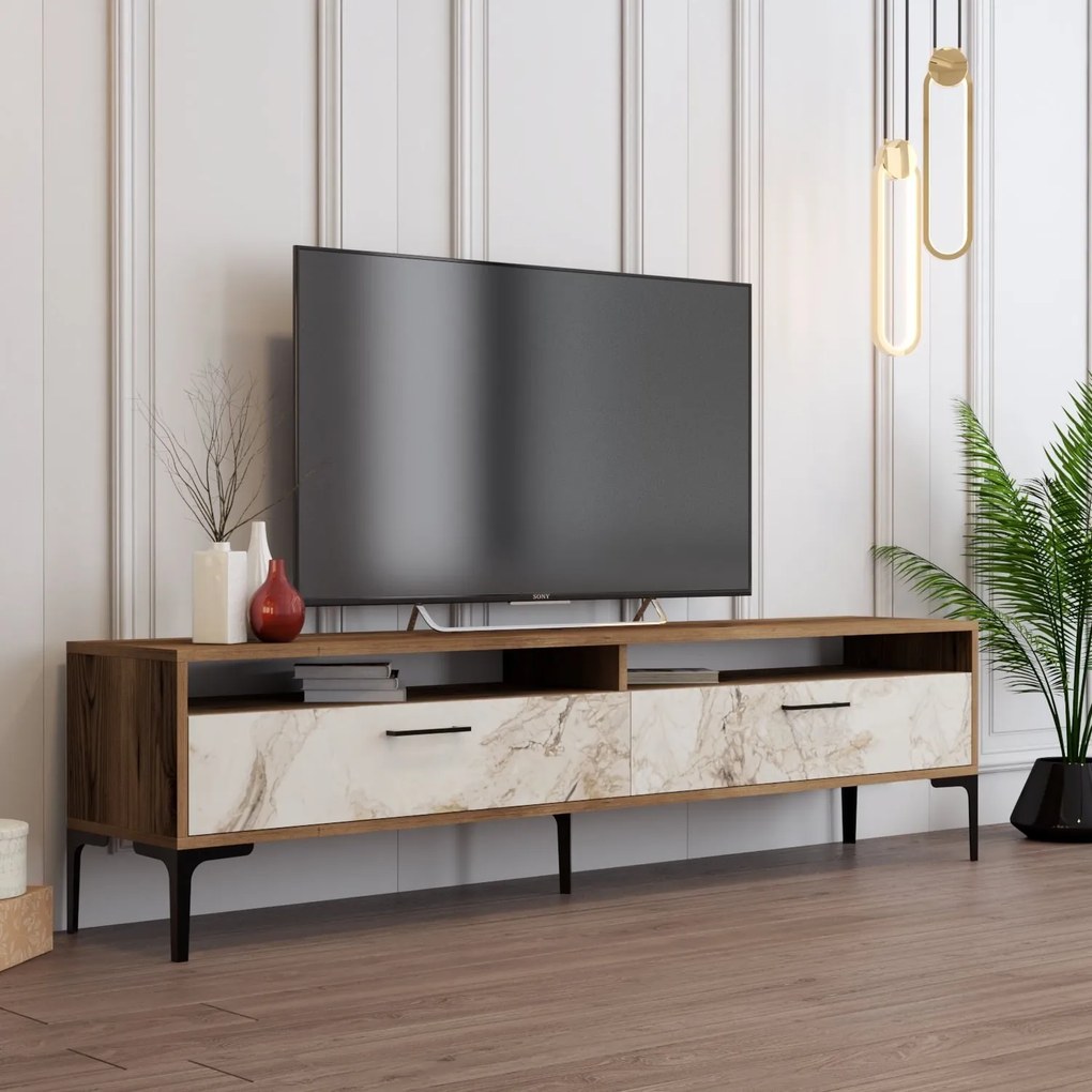 TV asztal/szekrény Irma 2 (dió + fehér márvány). 1088901
