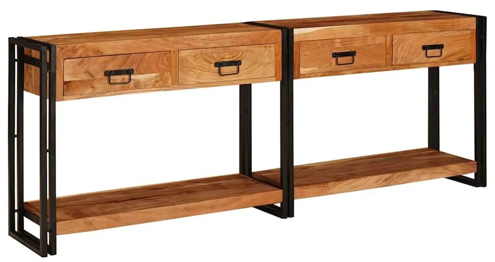 Konzolasztalok Egyéb 2 pcs Barna 200 x 33 x 75 cm Tömör akácfa