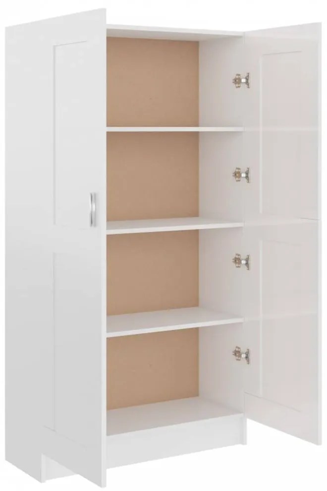 Magasfényű fehér forgácslap könyvszekrény 82,5 x 30,5 x 150 cm