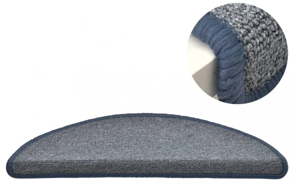 15 db világosszürke és kék lépcsőszőnyeg 56 x 17 x 3 cm