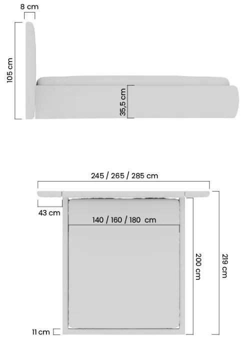 Ágy Galin tárolokkal 160x200 - szürke velúr Velluto 15