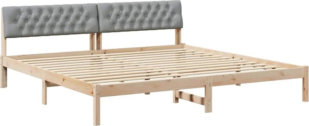 vidaXL Ágykeret Barna és világosszürke 200 x 200 cm Tömör fenyőfa