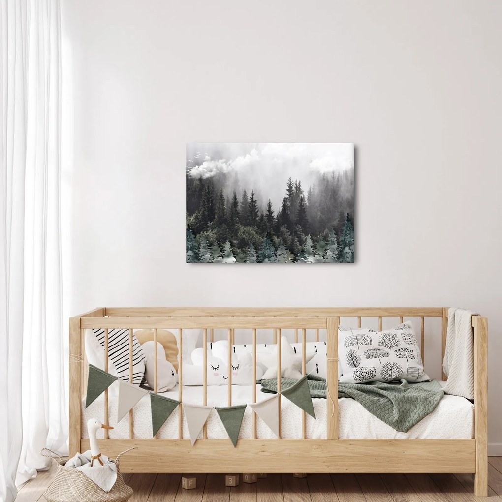 Kép - Erdő illusztrált elemekkel (70x50 cm)