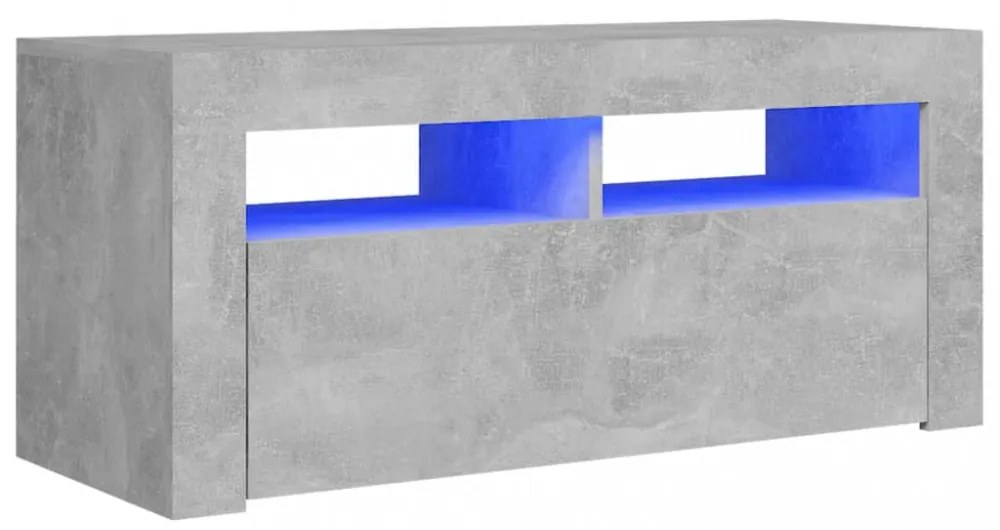 betonszürke TV-szekrény LED-világítással 90 x 35 x 40 cm