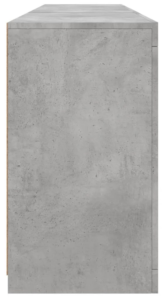 betonszürke tálalószekrény LED-világítással 181,5x37x67 cm