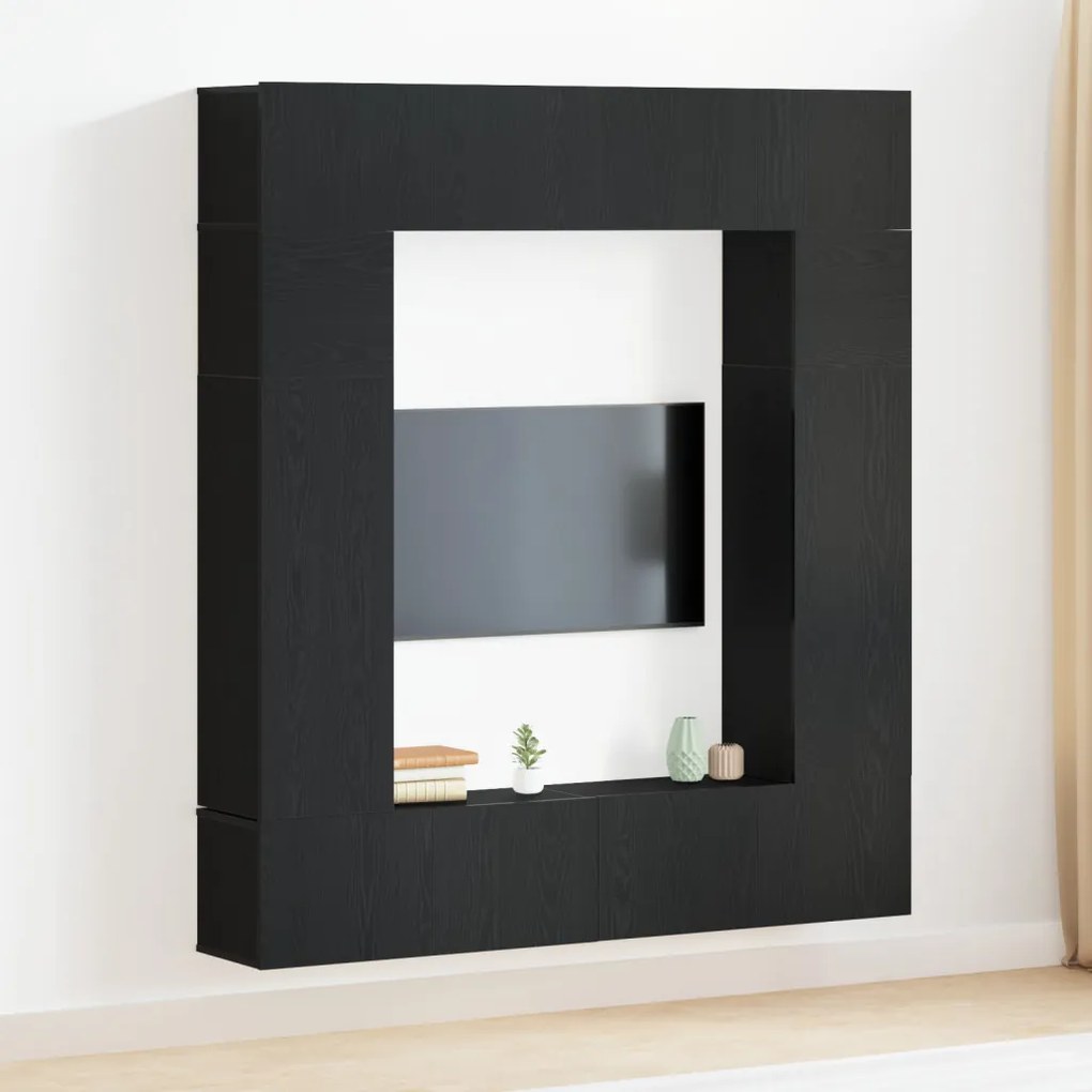 TV szekrény 8 pcs Fekete 80 x 30 x 30 cm Faanyag