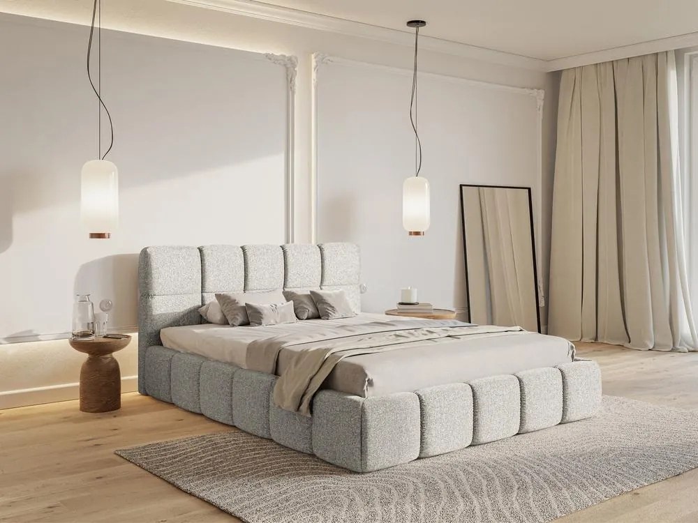 Franciaágy 180 cm Cirsten 180B (ágyráccsal) (világosszürke). 1099494