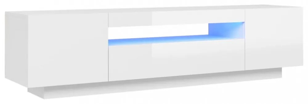 magasfényű fehér TV-szekrény LED-lámpákkal 160 x 35 x 40 cm