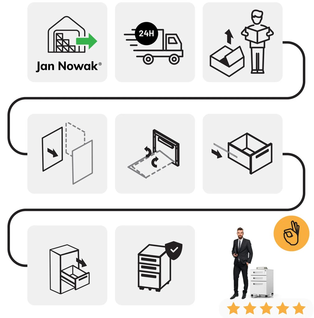 ATE fém irodai tároló 390 x 600 x 500 mm, szürke