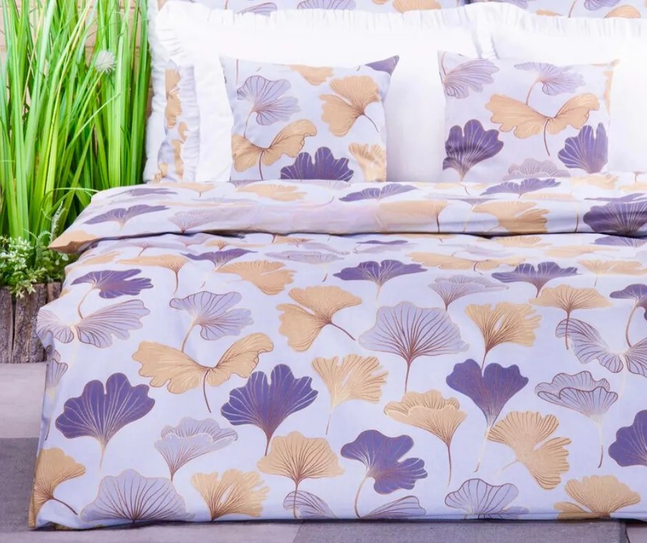 Ginko szürke pamut lepedők 200x140cm+90x70cm TiaHome