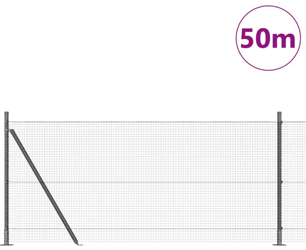 Hegesztett drótháló kerítés 13 felső oszloppal Szürke 0.8x50 m Acél