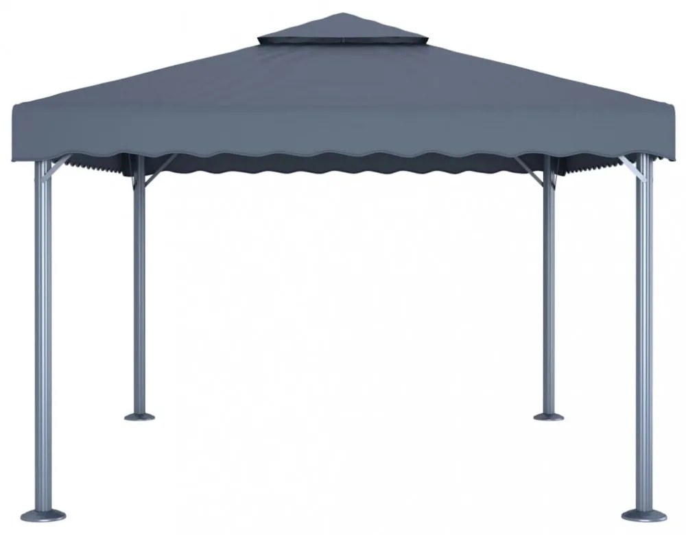 antracitszürke alumíniumpavilon LED fényfüzérrel 400 x 300 cm