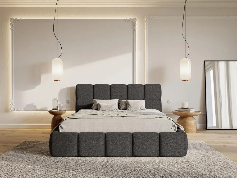 Franciaágy 180 cm Cirsten 180B (ágyráccsal) (grafit). 1099491