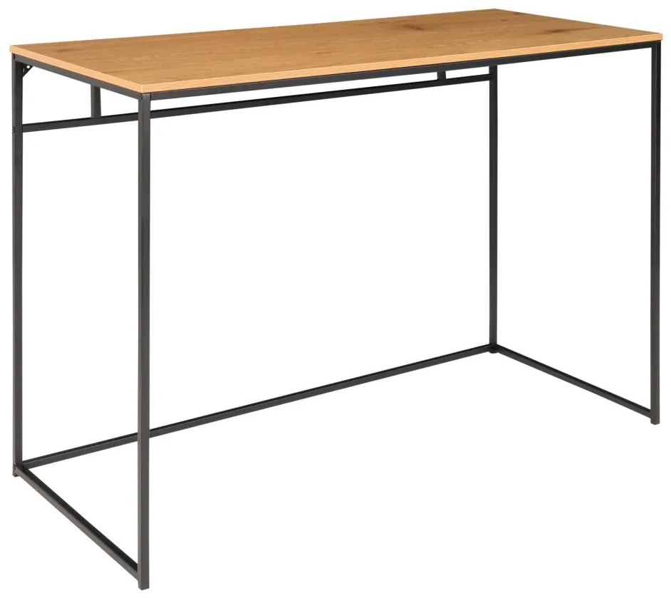 Vita íróasztal, tölgyhatású fekete vázzal 100x45x75 cm