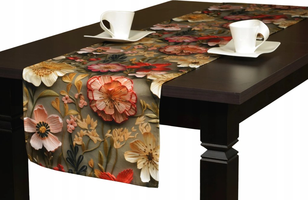 Futópad Abrosz Asztalra Nappali Dekoráció 40x160 Modern Minta Élénk Szín