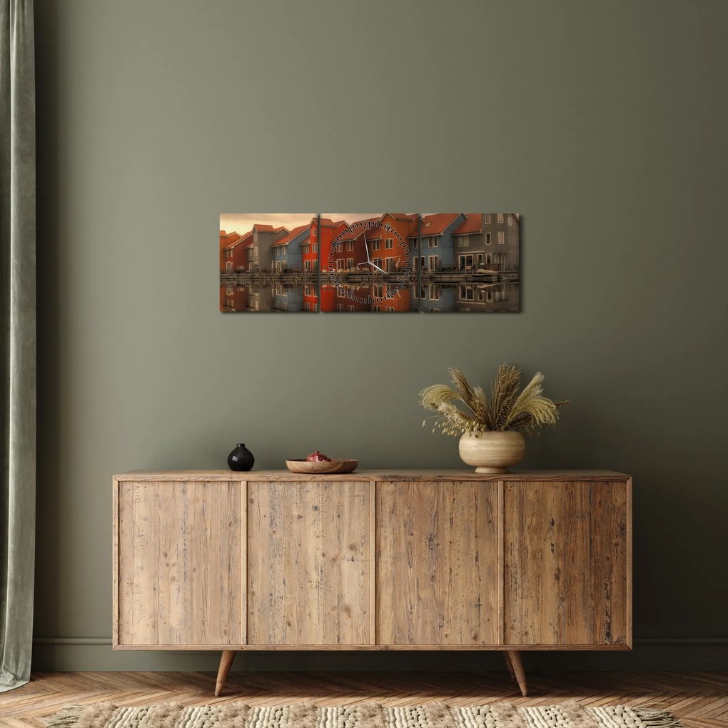 Színes házak képe (órával) (90x30 cm)