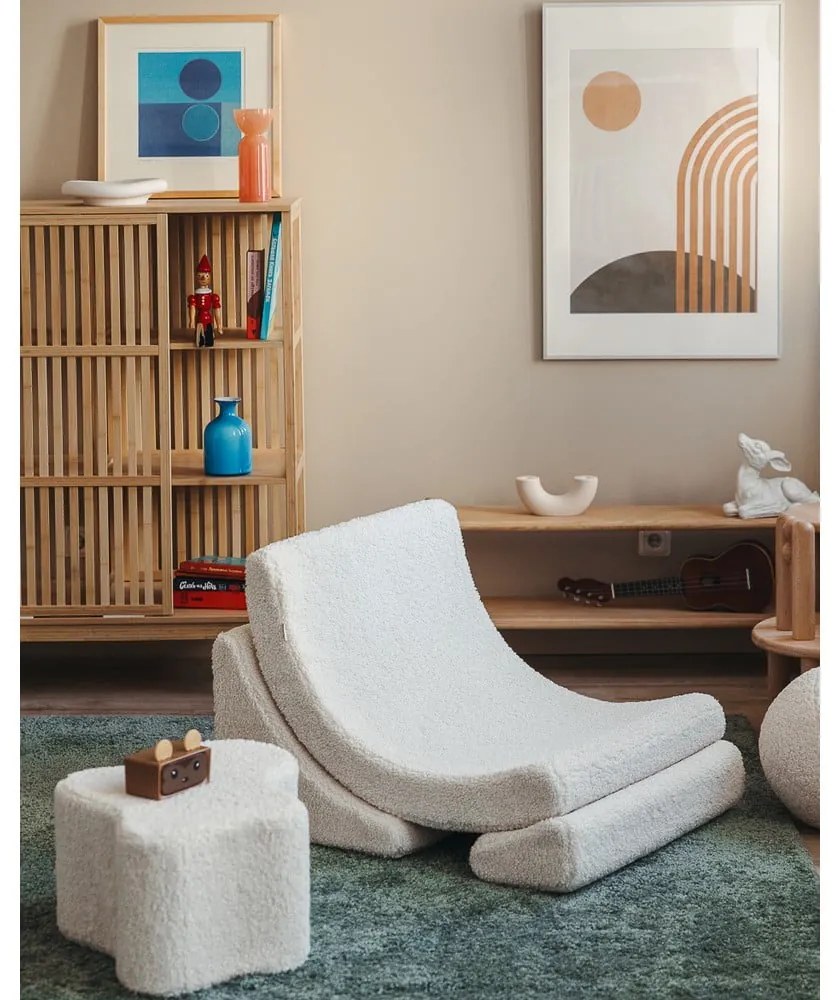 Krémszínű buklé gyerek puff Cloud – Wigiwama