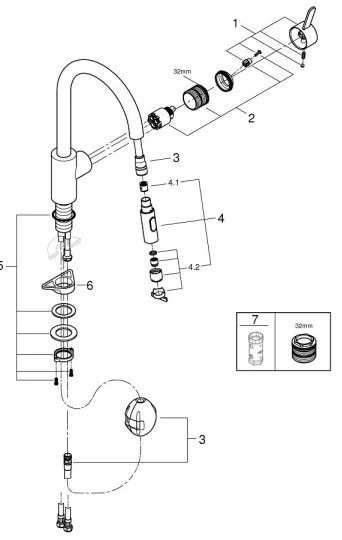 GROHE 31481001 - EUROSMART COSMOPOLITAN mosogatócsaptelep, fényes króm
