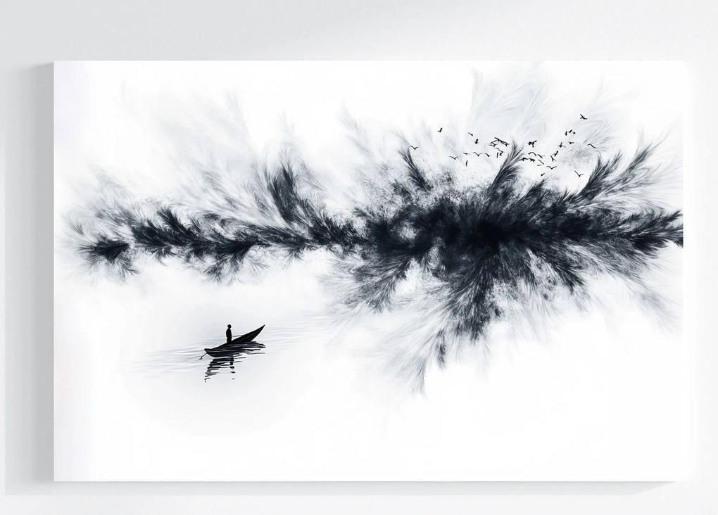 Vászonkép Canvas Grafika Absztrakt B&amp;w Felhő Hajó Rejtély 60x40