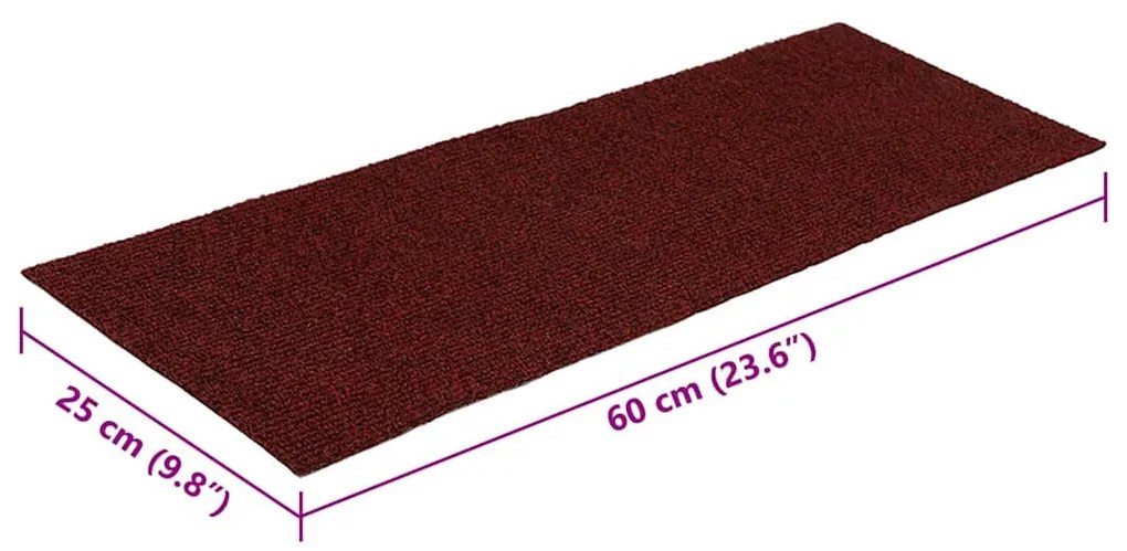 30 db piros lépcsőszőnyeg öntapadós téglalap alakú 60x25 cm
