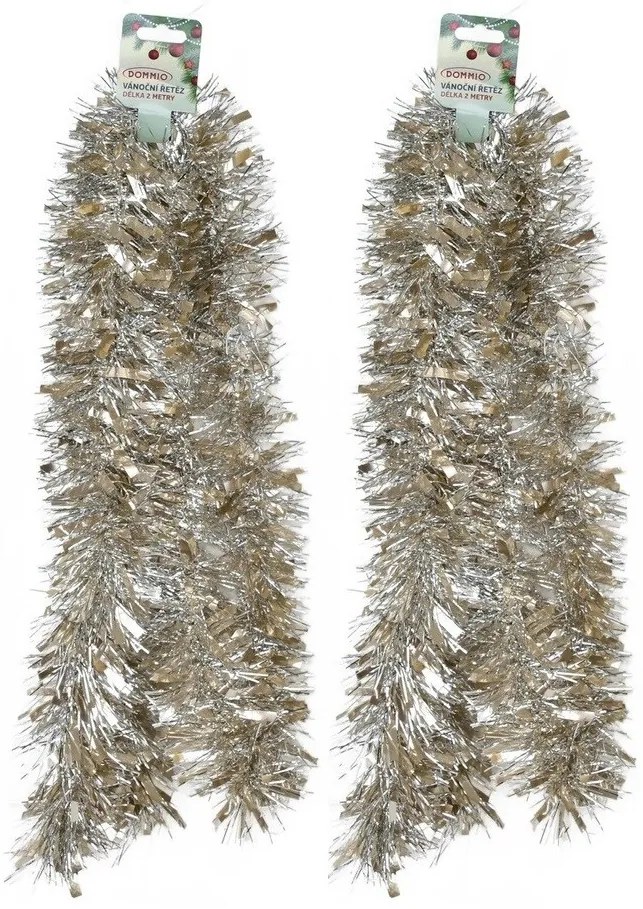 Gazdag karácsonyi lánc Champagne, 2 m, 2 db-oskészlet